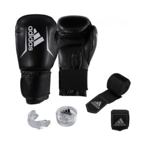 KIT DE BOXEO ADULTO BLACK 12 OZ GUANTES Y PROTECTOR BUCAL
