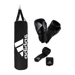 KIT DE BOXEO ADULTO BLACK 12 OZ SACO VENDAS Y GUANTES